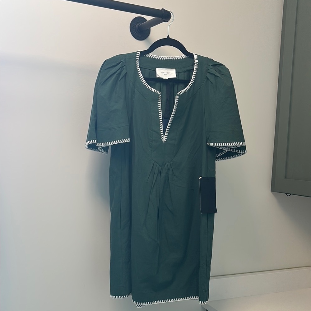 TUCKERNUCK Pomander Place Green Stitch Finley Flutter Sleeve Dress Size S NWT